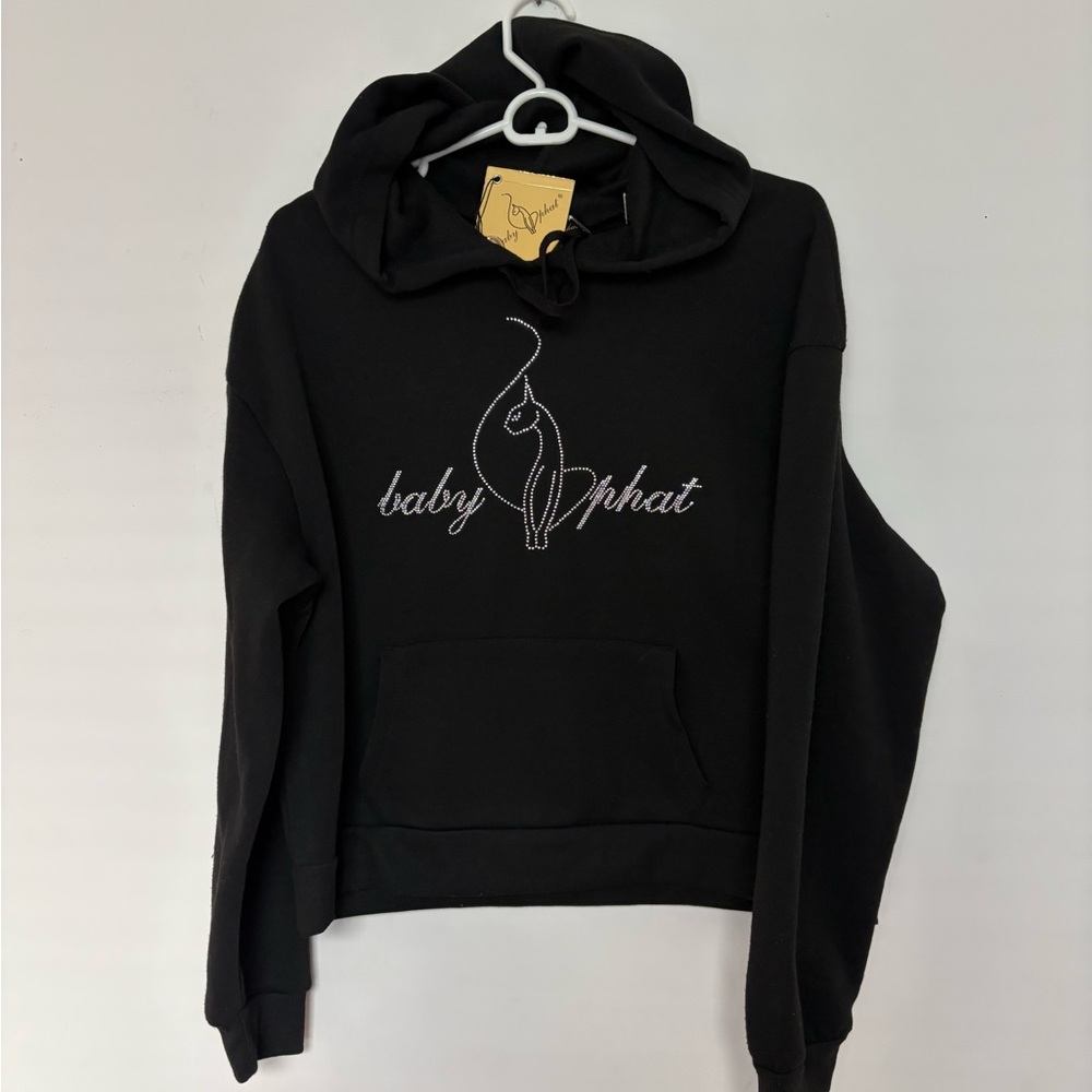NWT Baby Phat Rhinestone Cat Fleece Black Hoodie Y2K
Junior XL